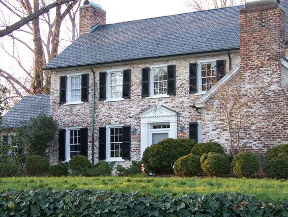 white colonial style homes | Mortar washed houses, brick smeared with mortar, or soft lime washed ...